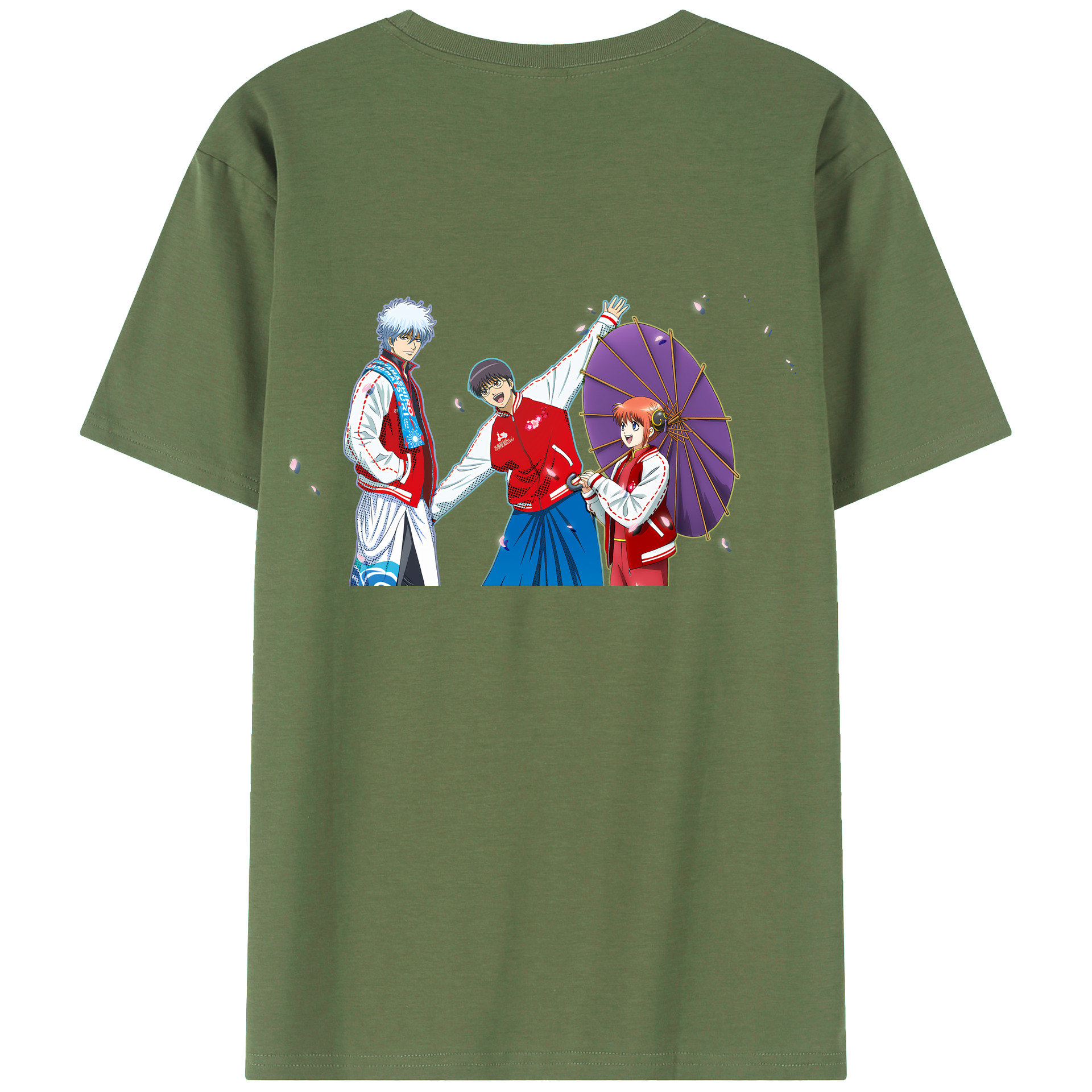 （画像用） ぎんたま 坂田銀時（さかたぎんとき） 神楽 志村新八（しむら しんぱち） GINTAMA Sakata Gintoki Kagura Shimura Shinpachi 綿100％ メンズ半袖Tシャツ（バックプリント） 通気性